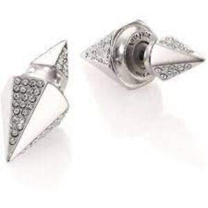 RARE Vita Fede Titan‎ Double Hexagon Crystal Earrings, Silver